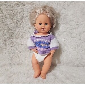 Vintage IDEAL 1989 Rub A Dub Dolly 16" Baby Doll Blonde Hair Blue Eyes